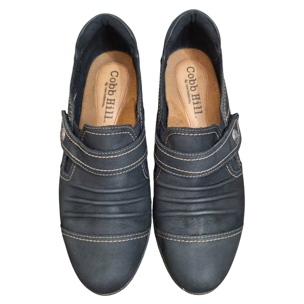 Cobb Hill New Balance Womens Size 8M Black Leather Ruched Slouchy Mary Jane Clog